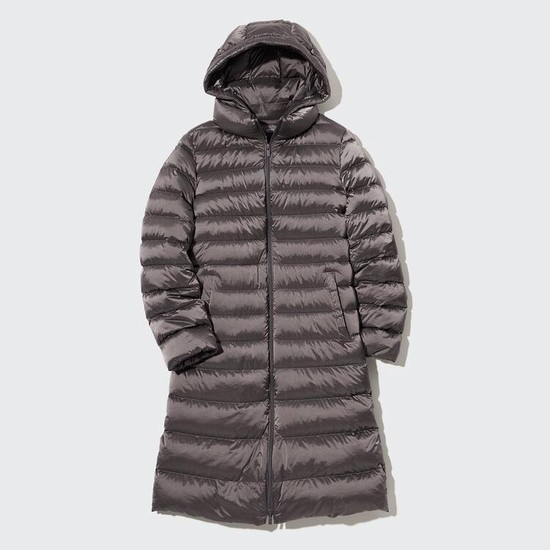 Uniqlo Ultra Light Down Chambray Long Kabáty Damske Hnede | UELQWV-396